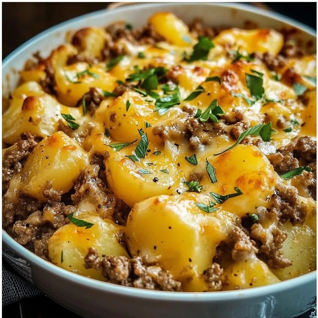 Cheesy Ground Beef & Potato Casserole